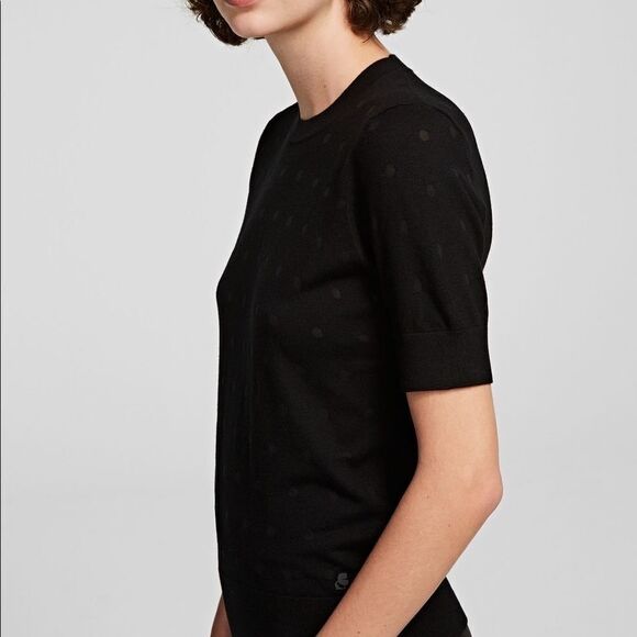 💥KARL Lagerfeld Broderie Chimique Knit Top💥 - Picture 2 of 4